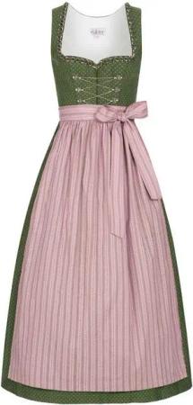 Nübler Dirndl Damen Dirndl lang im Landhausstil, Rocklänge 90cm (Dirndl Set lang THEA, 2-tlg., Dirndl Kleid mit Schürze) Moderne Tracht im bayerischen Stil - Trachtenmode Damen