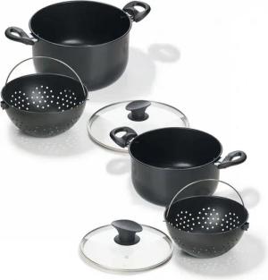 Genius Topf-Set World´s Greatest Pot, Aluminium (2 Kochtöpfe, 2 Siebe, 2 Glasdeckel), Topf 6,3l+3,7l mit Siebeinsatz & Glasdeckel, für alle Herdarten