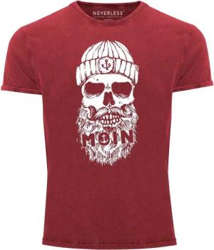 Neverless Print-Shirt Herren Vintage Shirt Moin Totenkopf Anker Skull Printshirt T-Shirt mit Print