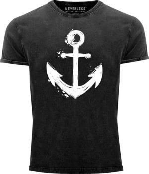 Neverless Print-Shirt Herren Vintage Shirt mit Anker Motiv Printshirt T-Shirt Aufdruck Used mit Print