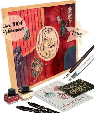 Online Pen Adventskalender Kalligrafie (Kreativ-Adventskalender Kalligraphie für Erwachsene), inkl. 8 Video-Tutorials mit Künstlerinnen