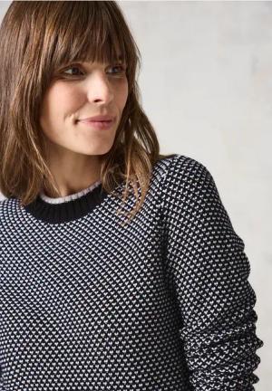 Cecil Damen Gemusterter Strickpullover in Schwarz, Gr: XL