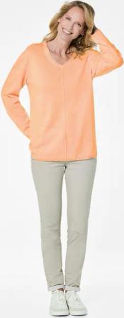 Kaschmirpullover mit V-Ausschnitt - pfirsich - Gr. 44 von Goldner Fashion