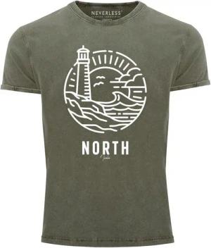 Neverless Print-Shirt Neverless® Herren T-Shirt Vintage Shirt Printshirt Logo Outline Art mit Print