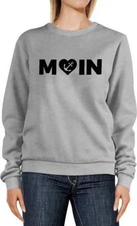 MoonWorks Sweatshirt Sweatshirt Damen Aufdruck Moin Herz mit Anker Rundhals-Pullover Pulli Sweater Moonworks®