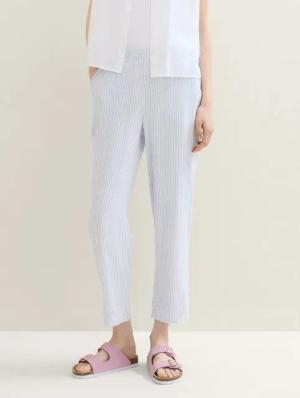 TOM TAILOR Denim Stoffhose Tapered Hose mit Leinen