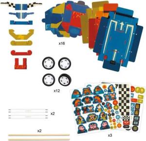 DJECO Kreativset DIY Grand Prix Bastelset mit 3 Rennautos