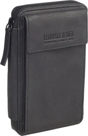 Leonhard Heyden Den Haag Leder-Handy-Umhängetasche Schwarz