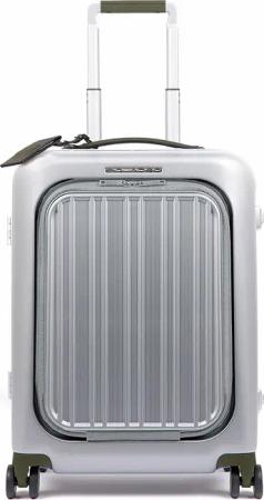 Piquadro Relyght Plus Kabinen-Hartschalencomputertrolley mit 4-Rollen Grau/Grün