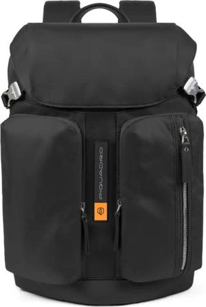 Piquadro PQ-Bios Laptoprucksack 15,6", Überschlag und zwei Fronttaschen schwarz