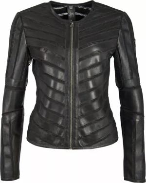 Gipsy Damen Lederjacke GGSuri in black mit Mesh-Einsätzen