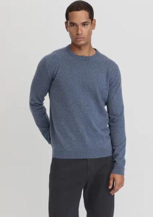 hessnatur Herren Pullover Regular aus Kaschmir - blau - Größe 50