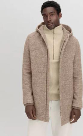 hessnatur Herren Rhön-Mantel Relaxed aus Schurwolle - beige - Größe 54