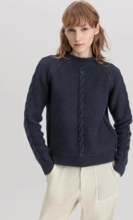 hessnatur Damen Pullover Relaxed aus Merinowolle - blau - Größe M