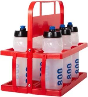 Kleine Flaschenhalterung aus PVC + 6 Flaschen Prestoglas