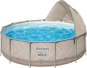 Bestway Power Steel Pool mit Filterpumpe und Überdachung Ø 396 x 107 cm