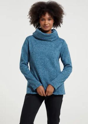 Idris Damen-Wasserfallkragenpullover - Aquamarin