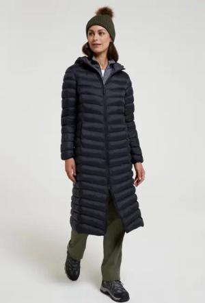 Florence Extra Lange Damen-Steppjacke - Schwarz