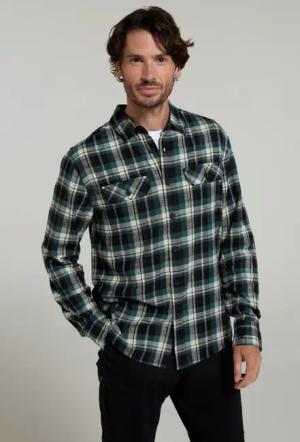 Trace Langärmliges Flanell-Shirt für Herren - Khaki
