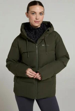 Extreme kuschelige kurze Daunenjacke für Damen - Khaki
