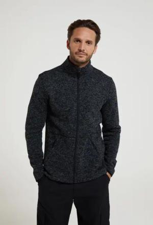 Idris III Herren-Fleece mit durchgehendem Reißverschluss - Schwarz