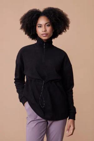 Central Damen-Fleece-Rollkragenpullover - Schwarz