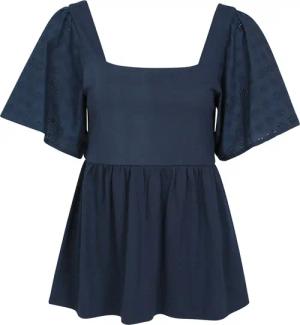 Verona Damentop mit Broderie-Ärmel - Marineblau