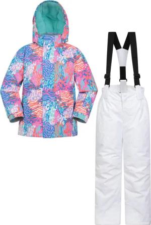 Gemusterte Kinder Skijacke und Hose Set - Rosa