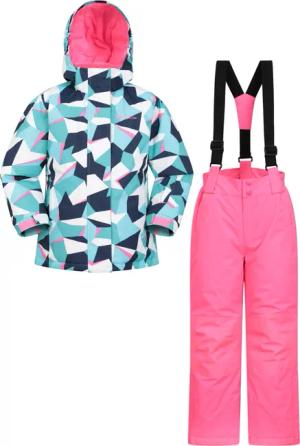 Gemusterte Kinder Skijacke und Hose Set - Aquamarin