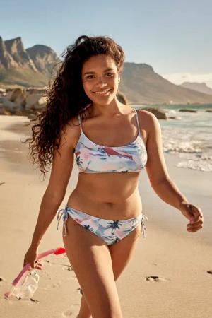 Atlantic Gemustertes Damen Bikini-Oberteil zum Binden - Blau