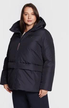 Tommy Hilfiger Curve Winterjacke Essential Pad Logo WW0WW32852 Dunkelblau Regular Fit