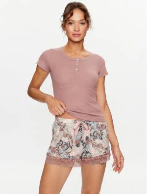 Hunkemöller Pyjama-T-Shirt Henley 203153 Braun Regular Fit
