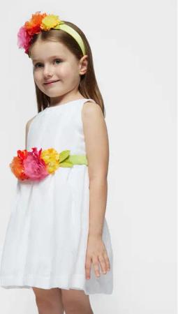 Mayoral Elegantes Kleid 3959 Weiß Regular Fit