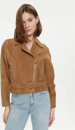 Luisa Spagnoli Lederjacke Vespucci 540807 Braun Regular Fit