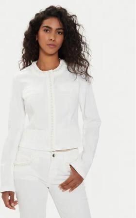 Liu Jo Jeansjacke MA4278 T3489 Écru Slim Fit