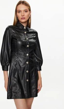 Liu Jo Kleid aus Kunstleder MF3042 E0392 Schwarz Regular Fit