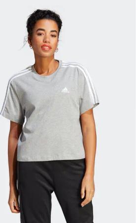 adidas T-Shirt Essentials 3-Stripes Single Jersey Crop Top HR4916 Grau Loose Fit