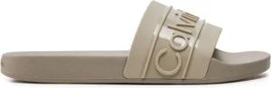 Calvin Klein Pantoletten Slide Tpu Saffiano HW0HW02107 Écru