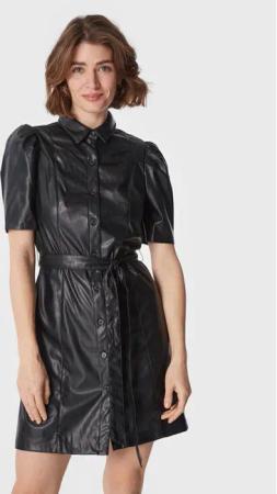 DKNY Kleid aus Kunstleder DD1G4074 Schwarz Regular Fit