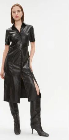 DKNY Kleid aus Kunstleder DD3D4101 Schwarz Regular Fit