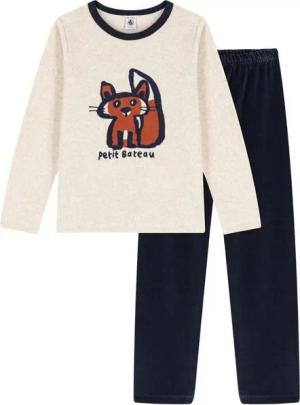 Petit Bateau Schlafanzug Petit Bateau Pyjama Schlafanzug beige blau mit Eichhörnchen