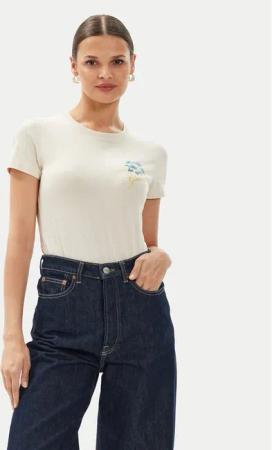 Guess T-Shirt Flowers W4YI30 J1314 Gelb Slim Fit