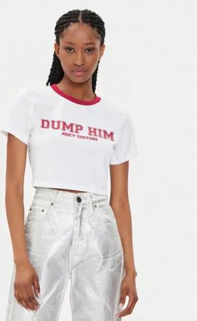 Juicy Couture T-Shirt Dump Him JCWCT23314 Weiß Slim Fit