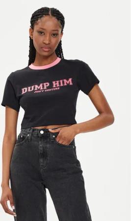Juicy Couture T-Shirt Dump Him JCWCT23314 Schwarz Slim Fit