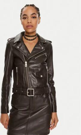 Pinko Lederjacke Costa Rica 103897 A21L Braun Regular Fit