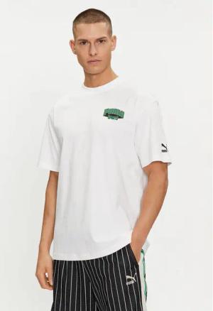 Puma T-Shirt For The Fanbase Graphic 624395 Weiß Relaxed Fit