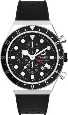 Timex Uhr Q Timex Three Time Zone Chronograph TW2V70000 Schwarz