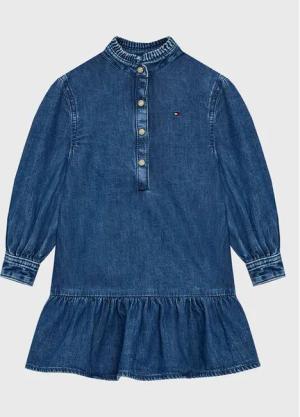Tommy Hilfiger Jeanskleid Denim Frill Collar KG0KG07026 D Blau Regular Fit