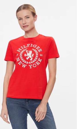 Tommy Hilfiger T-Shirt Reg Crest C-Nk Tee Ss WW0WW41058 Rot Regular Fit