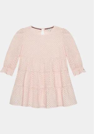 Tommy Hilfiger Kleid für den Alltag Broderie Anglaise KG0KG07779 M Rosa Regular Fit